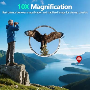 10x42 High Powered Binoculars for Adults, Kttrey Compact Waterproof Binoculars with Clear Low Light Vision for Bird Watching, Hunting, Cruise, Stargazing and Travel, Includes Carrying Bag and Strap - Image 2