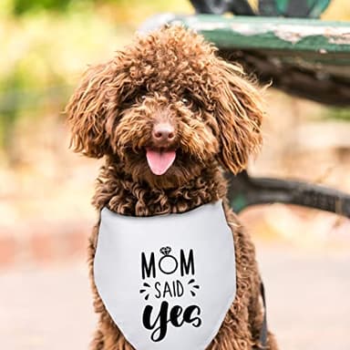 Mom Said Yes Wedding Engagement Dog Bandana Dog Engagement Announcement Pet Engagement Wedding Photo Prop Pet Scarf Pet Accessories for Dog Lovers Gift - Image 3