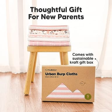 Organic Burp Cloths Baby Boy & Girl - 5-Pack Super Absorbent Cotton Burping Cloths for Babies, Soft & Plush Newborn Spit Up Rags, Infant Towels for Milk Spit Up, Unisex, Large 21" x 10" (Sweet Charm) - Image 9