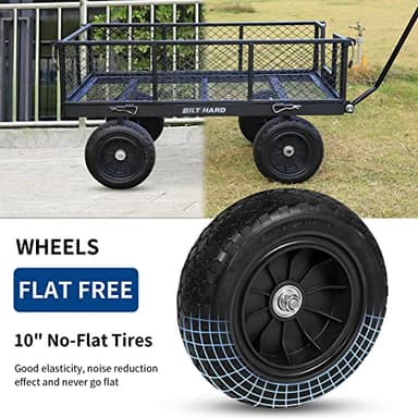BILT HARD 880 lbs 10" Flat Free Tires Steel Garden Cart with 180° Rotating Handle and Removable Sides, Heavy Duty 4 Cu.Ft Capacity Utility Garden Carts and Wagons, Black - Image 2