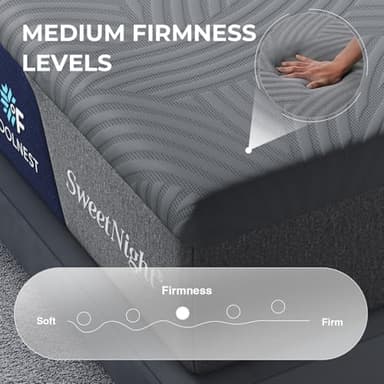 Sweetnight CoolNest 14 Inch King Size Mattress, Cooling King Memory Foam Mattress for Cool Night Sleep, 5-Zone Ergo Support for Pressure Relief, Medium, CertiPUR-US Certified - Image 7