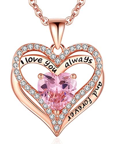 S925 Sterling Silver Necklace for Women, Wife Jewelry, Birthday Gifts, Mom Birthstone Necklaces, Daughter Heart Love Jewel, Gift for Her Anniversary, Oct - Image 1