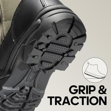 NORTIV 8 Men's Military Tactical Work Boots Side Zipper Leather Motorcycle Combat Boots Trooper - Image 8