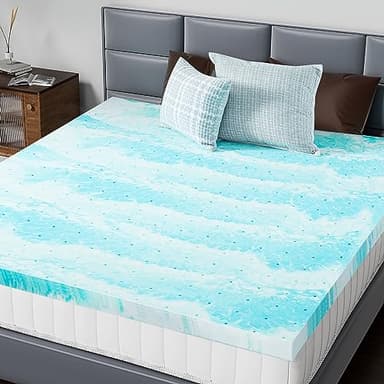 DUMOS Mattress Toppers Memory Foam Twin Size, 2 Inch Thick Bed Topper Pad Cooling Gel Infused Soft Comfy Padding Breathable for Sleeper Sofa Couch RV Camper, CertiPUR-US Certified, Blue - Image 1