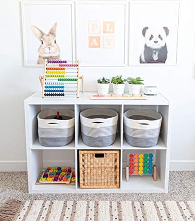 OrganiHaus Cotton Rope Storage Basket for Closet | Towel Basket for Bathroom | Woven Basket for Storage | Woven Baskets for Organizing | Soft Basket | Decorative Cotton Rope Basket for Storage - Gray - Image 5