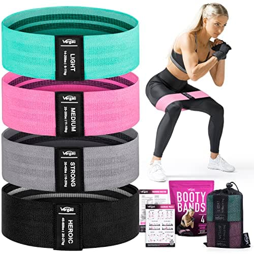 Resistance Bands for Working Out with Workout Bands Guide. 4 Booty Bands for Women Men Fabric Elastic Bands for Exercise Bands Resistance Bands for Legs Bands for Working Out Hip Thigh Glute Bands Set - Image 1