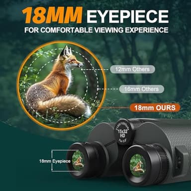 15x32 Compact Binoculars for Adults and Kids - WOZEL High Powered Small Binoculars for Bird Watching, Hunting, Travel, Hiking, Concert, Sports and Outdoors - Easy Focus with Large Objectives - Green - Image 7