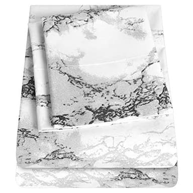 1500 Supreme Collection Extra Soft Marble Print 4-Piece Sheet Set- Luxury Bed Sheets Set with Deep Pocket Wrinkle Free Bedding, King Size - Image 1