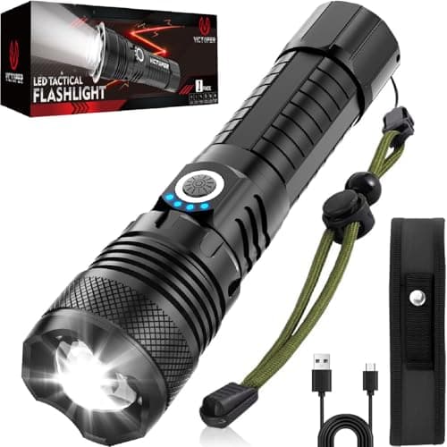 Victoper LED Flashlights, High Powered High Lumens Super Bright Tactical Flashlight, Rechargeable, 5 Modes Zoomable Waterproof Flash Lights for Emergency, Outdoor, Home, Camping, Hiking - Image 1