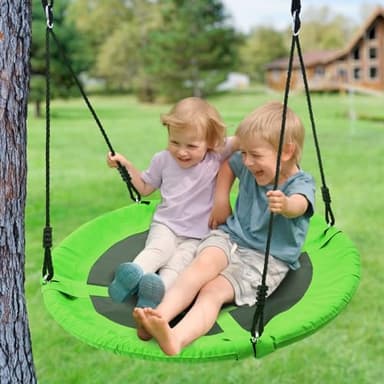 Trekassy 700lb 40 Inch Saucer Tree Swing for Kids Adults Outdoor 900D Oxford Waterproof with 2pcs Tree Hanging Straps, Steel Frame and Adjustable Ropes - Image 7