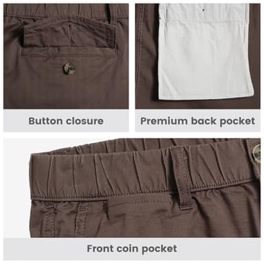 maamgic Men's Classic-fit 5.5" Cotton Casual Shorts Elastic Waistband with Multi-Pocket Daily Wear Walking Summer Outfit Coffee 32 - Image 4