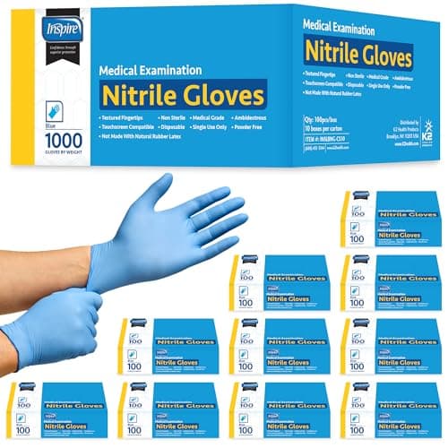 Inspire Nitrile Exam Gloves | The Original Quality Stretch Blue | 4.5 Disposable Gloves Latex Free Medical EMT (Light Blue Large) - Image 1