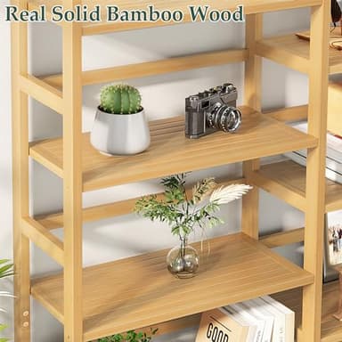 Homykic Bamboo Triple Wide Shallow Bookshelves and Bookcases, 6-Tier 6ft Tall Bookshelf with 17 Open Display Shelves, Large Freestanding Book Shelf for Home Office, Bedroom, Living Room, Natural - Image 8
