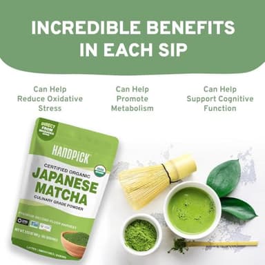 HANDPICK Japanese Organic Matcha Green Tea Powder (100 Servings) - Authentic Premium Second Flush Harvest | Resealable Ziplock Pouch - Image 5