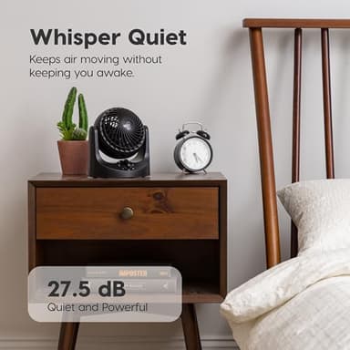 IRIS USA WOOZOO Desk Fan, Air Circulator, 3 Speeds, 32ft Max Air Distance, 112° Adjustable Tilt, 27.5db Quiet Motor, Small Fan for Bedroom, Office, Dorm, Black - Image 7
