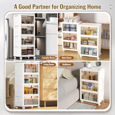 CTSNSLH 4 Tier Plastic Storage Bins and Boxes Organizer - Stackable with Lids for Bedroom, Living Room, Office - Foldable Containers - Image 3