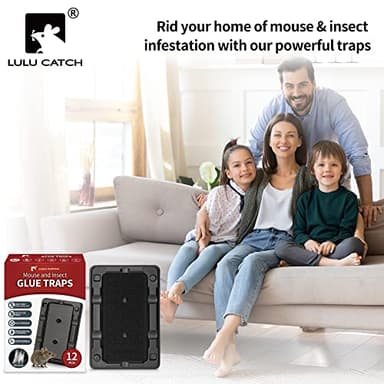 LULUCATCH Mouse & Insect Traps 12 Pack, Heavier Sticky Traps with Non-Toxic Glue for Small Mice & Insects. Sticky Mouse Traps Indoor, Easy to Set, Safe to Children & Pets - Image 8