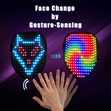 Mr.Pang LED Mask Light up Mask with Gesture Sensing, Cool Face Transforming Mask, Perfect Gifts for Halloween Christmas Birthday Cosplay Party - Image 3