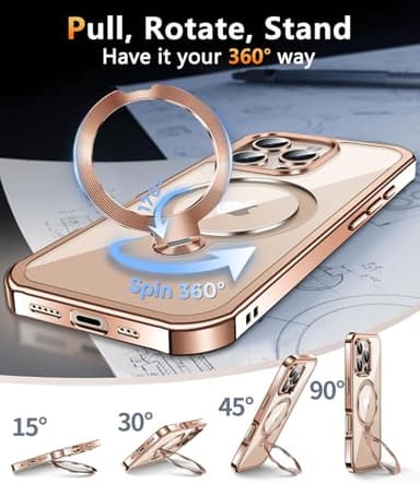 Upholyee [360° Rotatable CD Stand & Built-in Privacy Screen Magnetic Case for iPhone 16 Pro Max [Compatible with MagSafe & Full Signal] Shockproof Full Body Anti-Spy Cover for 16 Pro Max-Desert Gold - Image 2