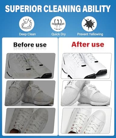Shoe Cleaner Kit – 200ml White Sneaker & Trainer Cleaner with Brush & Microfibre Cloth – For Leather, Canvas, Knit, Boots, Rubber & Running Shoes - Image 3