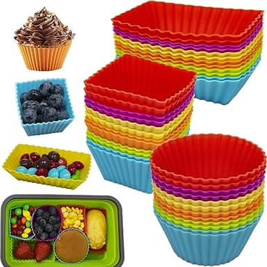 SmartKitch Silicone Cupcake Liners & Muffin Cups - 36pcs Non-Stick Silicone Lunch Box Dividers & Bento Box Accessories - Image 7