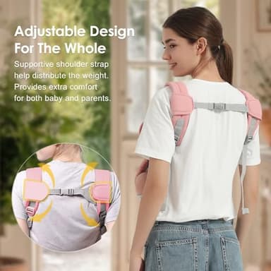 Shiaon Baby Carrier Newborn to Toddler(7-30lbs), Toddler Carrier with Adjustable Shoulder Strap, Baby Holder Carrier with Breathable Mesh Fabric, Pink - Image 4