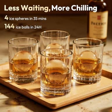 2'' Clear Ice Ball Maker – 4 Ice Spheres in 35min, 144 pcs/Day, Auto&Manual Fill, Fast Ice Machine with LCD Touch Panel, Self-Cleaning, Quiet Home & Bar Ice for Whiskey Bourbon Parties - Image 2