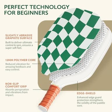Dinkly Pickleball Paddles Set of 2 - USAPA Approved Graphite/Fiberglass Pickleball Racket, 2 Pickleball Rackets, 4 Balls and 1 Portable Carry Bag, Pickle Ball Set for Men Women, Wave Check - Image 2