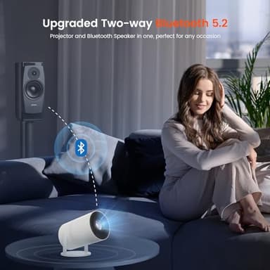 WISHOLY Mini Projector with WiFi and Bluetooth, Portable Movie Projector with 180° Rotatable, 1080P HD Supported, Auto Vertical Keystone, Compatible with Smartphone, TV Stick, Laptop, HDMI, USB - Image 3