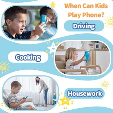 MOMILLA Kids Toys Smart Phone, Dual Camera with Stickers, 3.97" Touchscreen, Built-in 16GB Storage, 200+ Educational Puzzle Games, Learning Toys with Parental Control for Ages 3-8, Birthday Gift - Image 7