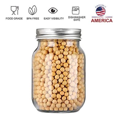 YINGERHUAN Glass Regular Mouth Mason Jars, 16 oz Clear Glass Jars with Silver Metal Lids for Sealing, Canning Jars for Food Storage, Overnight Oats, Dry Food, Snacks, Candies, DIY Projects (4PACK) - Image 5