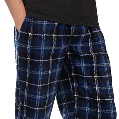 DG Hill (3 Pairs) Mens PJ Pajama Pants Bottoms Fleece Lounge Sleepwear Plaid PJs with Pockets Pants (Red, Blue & Green), Multicolor, Large: 33-35" waist - Image 2
