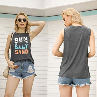 IRISGOD Womens Tank Tops Loose Fit Summer Cute Graphic Sleeveless Shirts Workout Basic Tunic - Image 2