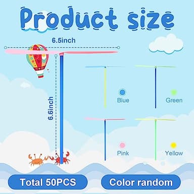 100 Pcs Flying Helicopter Toys Set, 50 Propeller+ 50 Rod,Hand Helicopter, Party Favors Outdoor Toy for Kids Ages 4-8, Gift Summer Outside Yard Activities Birthday Gifts 3 5 6 Year Old Girl Boys - Image 2