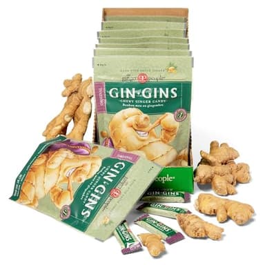 GIN GINS Original Ginger Chews – 100% Natural Candy by The Ginger People – Individually Wrapped Healthy Treats - Made with the Fresh Rhizome – Original Flavor – 3oz Bag – Pack of 8 - Image 4