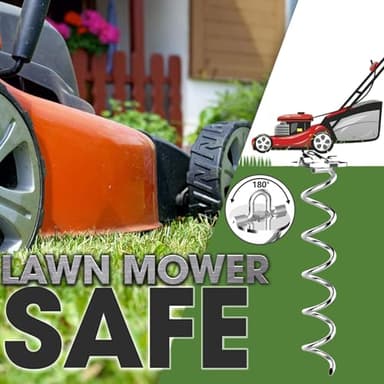 Eurmax USA 4-Pc Pack Spiral Stakes Heavy Duty Anchor Kit Ice Screw Anchor for Trampoline, Tents, tarps, Canopies,car Ports,Dog tie Out and etc Bonus Tie Down Straps 4-Pc Pack (Silver) - Image 5