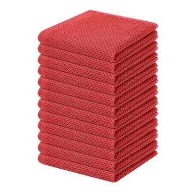Homaxy 100% Cotton Waffle Weave Kitchen Dish Cloths, Ultra Soft Absorbent Quick Drying Dish Towels, 12 x 12 Inches, 12-Pack, Brick Red - Image 1