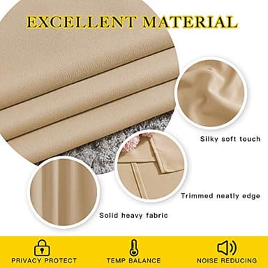 NICETOWN Biscotti Beige Blackout Curtains 84 inches Long for Bedroom - Thermal Insulated Solid Grommet Room Darkening Window Treatments Sound Reducing for Living Room (2 Panels, W52 x L84) - Image 5