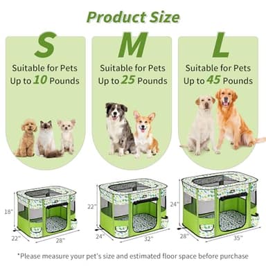 Paw Ballet Dog Playpen, Foldable Cat Playpen with Carrying Case, Exercise Dog Playpen Kennel Tent Crate Cage with Removable Zipper Shade Cover for Kitten Puppy Outdoor Indoor Use, L - Image 3