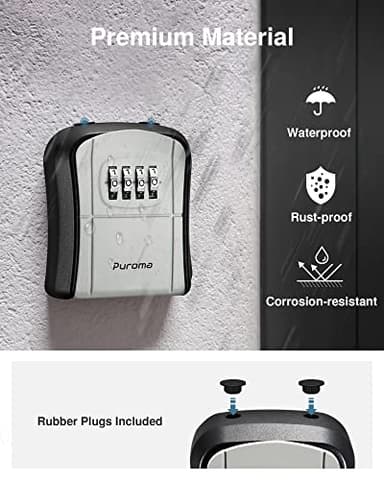 Puroma Key Lock Box, Portable Combination Lockbox Wall-Mounted Key Storage Box for House Keys, Resettable Code Safe Security Lock Box for Home, Office, Apartment Spare Key Storage (1 Pack, Gray) - Image 6