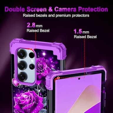Miqala for Galaxy S25 Ultra 5G Case,Glow in The Dark Three Layer Heavy Duty Shockproof Full Protection Hard Plastic Bumper+Soft Silicone Protective Case for Samsung Galaxy S25 Ultra 6.9 inch,Deep - Image 6