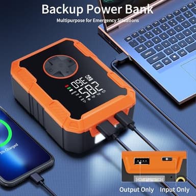 Lazyshine Portable Air Pump for Car Tires, 150 PSI Tire Inflator Cordless with LED Light, Rechargeable Auto Shut-off Air Compressor 2X Fast Inflation Tire Pumps for Car Bike Motorcycle Ball - Image 5