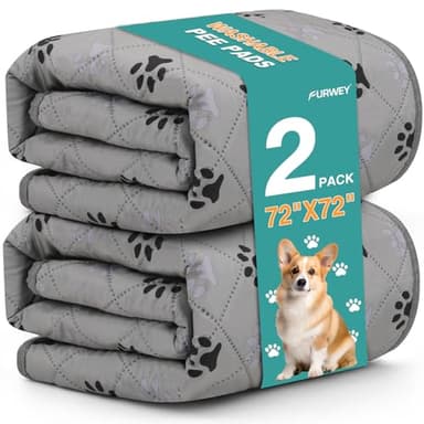 FURWEY 2 Pack Extra Large 72"X72" Washable Pee Pads for Dogs Super Absorbent Dog Training Pads Non-Slip Waterproof Pet Training Pads Mats Whelping Pads for Dogs Cats Puppy - Image 1