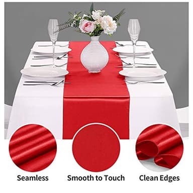 15-Pack Satin Table Runner Red 12 x 108 inches Long, Table Runners for Wedding, Birthday Parties, Banquets Decorations(15 Pack, 12x108 Inch, Red) - Image 3