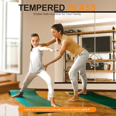 Delma Home Gym Mirror, 54''x30''x2PCS, Large Full Body Glass for Yoga, Frameless Wall Mounted, for Garage, Bedroom, Bathroom (Glass - 54'' x 30'' - 2PCS) - Image 4