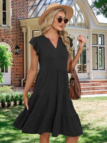 Summer Dresses for Women 2025 Elegant Classy Casual Graduation Plus Size Spring Midi Mother of Bride Boho Maxi Dress Fashion Vacation Seniors Formal Cocktail Clothes Black Large - Image 6