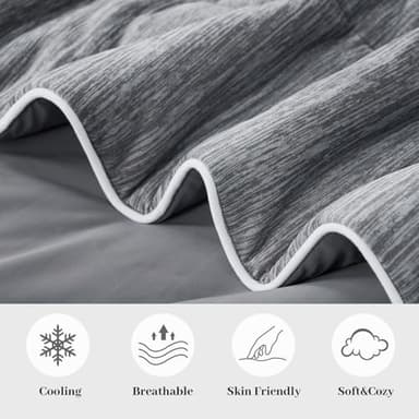 Amélie Home Cooling Comforter Queen Size, Dual-Sided Lightweight Cooling Blanket for Hot Sleepers, Q-Max 0.43 Breathable Cooling Quilt for Night Sweats, 90" x 90", Heather Charcoal Grey - Image 6