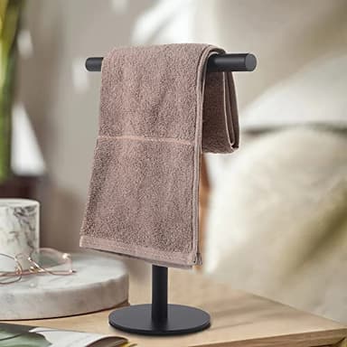 Bathroom Hand Towel Holder Stand，T-Shape Hand Towel Holder Stand SUS304 Stainless Steel Matte Black for Bathroom，Kitchen or Vanity Countertop - Image 7