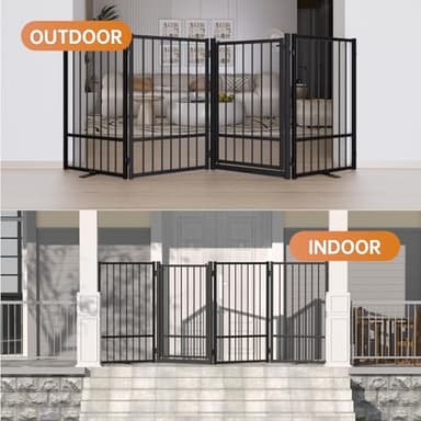 SNUOWU Full Metal Freestanding Dog Gate with Door, 32''Height Foldable Pet Dog Fence for Indoor & Outdoor, 8 Panels Extra Wide Free Standing TallDog Gates for Doorways,House,Stairs,Porch,Deck,Yard - Image 7