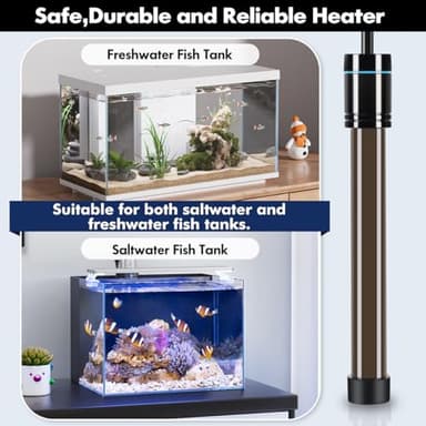 Orlushy 500W Submersible Aquarium Heater, Adjustable Fish Tank Heater with Digital Display External Controller, Overheat Protection and Free Thermometer for 55-80 Gallons Freshwater and Saltwater Tank - Image 3